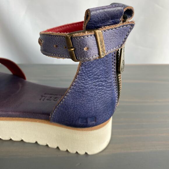 Bed Stu Carroll Platform Ankle Strap Sandals Women 7 Rustic Purple Leather NEW - Picture 7 of 12